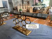 Jual Meja Konsul Marmer Stainless Kaki Stainless Gold Sarang Tawon