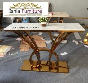 Jual Meja Konsul Ruang Tamu Stainless Desain Mewah Top Marmer Putih