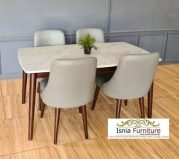 Jual Meja Makan Marmer Kayu Jati 4 Kursi Minimalis Desain Klasik Vintage