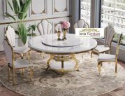 Jual Meja Makan Top Marmer Mewah Klasik Stainless Stell Berkualitas