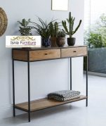 Jual Meja Konsul Kayu Jati Kaki Besi Hitam Dua Laci Minimalis Laris