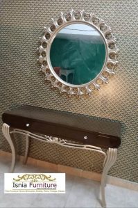 Jual Meja Konsul Jati Pigura Cermin Bulat Ukiran Klasik Terpopular