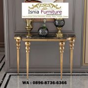 Jual Meja Konsul Marmer Hitam Corak Cantik Stainless Gold Glossy Desain Terbaru