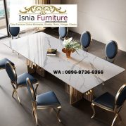 Jual Meja Makan 8 Kursi Marmer Unik Cantik Kaki Stainless Gold Langsung Produsen