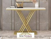 Jual Meja Konsul Terbaru Stainless Gold Salur Silang Unik
