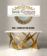 Jual Meja Konsul Stainless Steel Desain Plat Gold Abstrak
