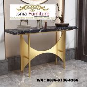 Jual Meja Konsul Stainless Steel Desain Modern Gold Top Marmer Hitam