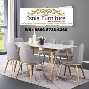 Jual Meja Makan Marmer Stainless Steel Desain Retro Kursi Jok Grey