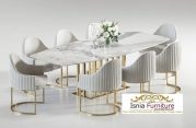 Jual Meja Makan Marmer Stainless 8 Kursi Lingkar Modern