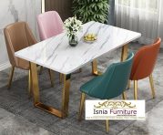 Jual Meja Makan Modern Marmer Minimalis Stainless Gold U Shaped