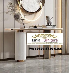 Jual Meja Konsul Stainless Unik Desain Mewah Marmer Oval