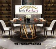 Jual Meja Makan Bulat Marmer Stainless Desain Y Gold Terunik