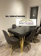 Jual Meja Makan Marmer Hitam Persegi Panjang Kombinasi Salur Hitam