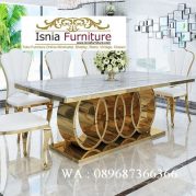 Jual Meja Makan Marmer Carrara Putih Stainless Audi Persegi Panjang