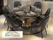 Jual Meja Makan Marmer Set 6 Kursi Modern Kaki Stainless Gold Design Kekinian