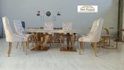 Set Meja Makan Marmer Putih Sukabumi Terlaris