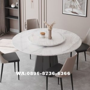 Meja Makan Marmer Cararra Bulat Utuh