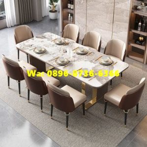 Desain Modern Meja Makan Marmer Luxuri