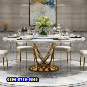 Kaki Meja Stainless Gold Meja Makan  Marmer