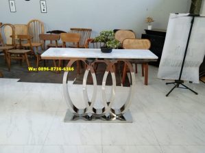 Meja Konsul Marmer Kaki Tiga Cincin