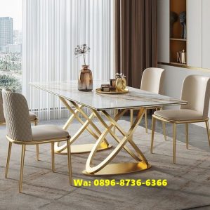 Meja Makan Marmer Stainless Cincin Melingkar Terbaru