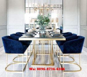 Meja Makan Stainless Gold Minimalis Modern Masa Kini