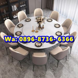 Meja Makan Marmer Bulat 10 Kursi Oke