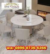 Meja Makan Marmer Bulat Manado Carrara