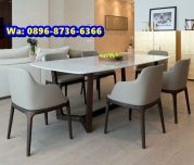Meja Makan Marmer Kaki Kayu Bali