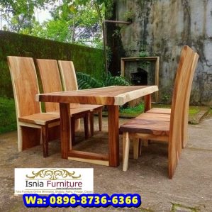 Meja Makan Set Kayu Utuh