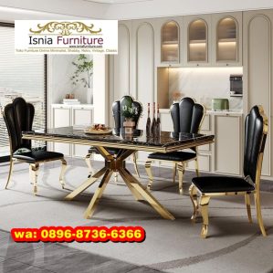Mewah Set Meja Makan Marmer 6 Kursi Manado