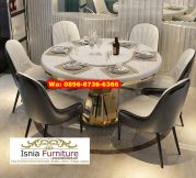 Meja Makan Bulat Mewah Kaki Stainless Steel Audi Terbaik