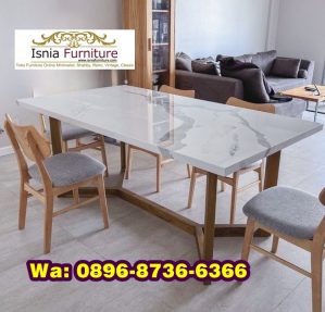 Meja Makan Marmer Kaki Kayu Minimalis Produsen Terkenal