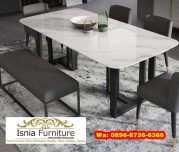 Modern Desain Meja Makan Marmer Kaki Besi Minimalis