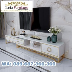 Meja Bufet Tv Marmer Rangka Stainless Paling Mewah