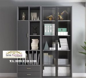 Rak Buku Modern Pintu Kaca Ringan