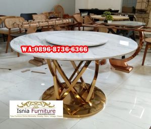 Modern Meja Makan Bulat Stainless Gold