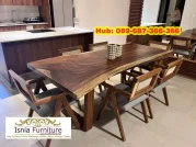 Meja Makan Kayu Trembesi Warna Coklat Minimalis