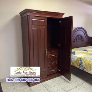 Lemari Pakaian Dua Pintu Minimalis Kayu Jati