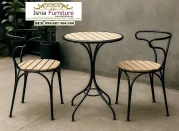 Kursi Cafe Outdoor Kombinasi Besi Kayu