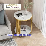 Meja Sudut Marmer Desain Bulat