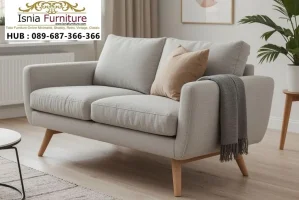 Jual Kursi Sofa Fabric Nordic Abu Muda