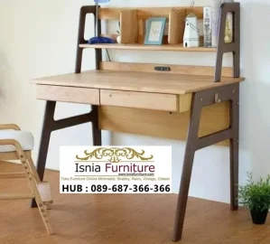 Jual Meja Belajar Jati Retro Minimalis Two-Tone