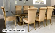 Set Meja Makan Marmer 8 Kursi