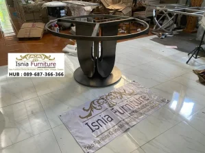 Kaki Meja Besi Bundar Industrial Premium Black