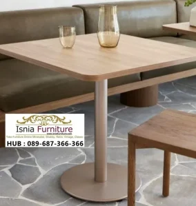 Meja Cafe Industrial Minimalis Top Kayu