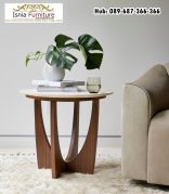 Meja Sudut Minimalis Unik Kayu Jati Solid