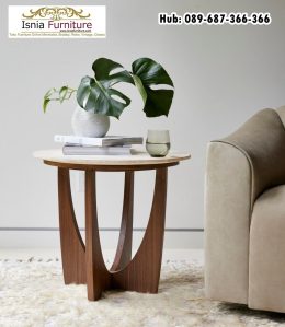 Meja Sudut Minimalis Unik Kayu Jati Solid