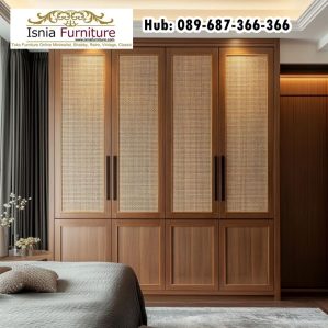 Lemari Pakaian Kayu Jati Kombinasi Rotan Surabaya