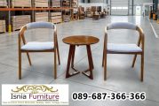 Set Kursi Teras Cafe & Balkon Bali Kayu Jati (2 Kursi + 1 Meja Bulat)